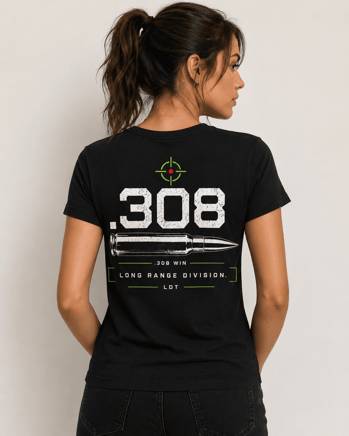 Remera Clasica Mujer Negro .308 Long Range Division