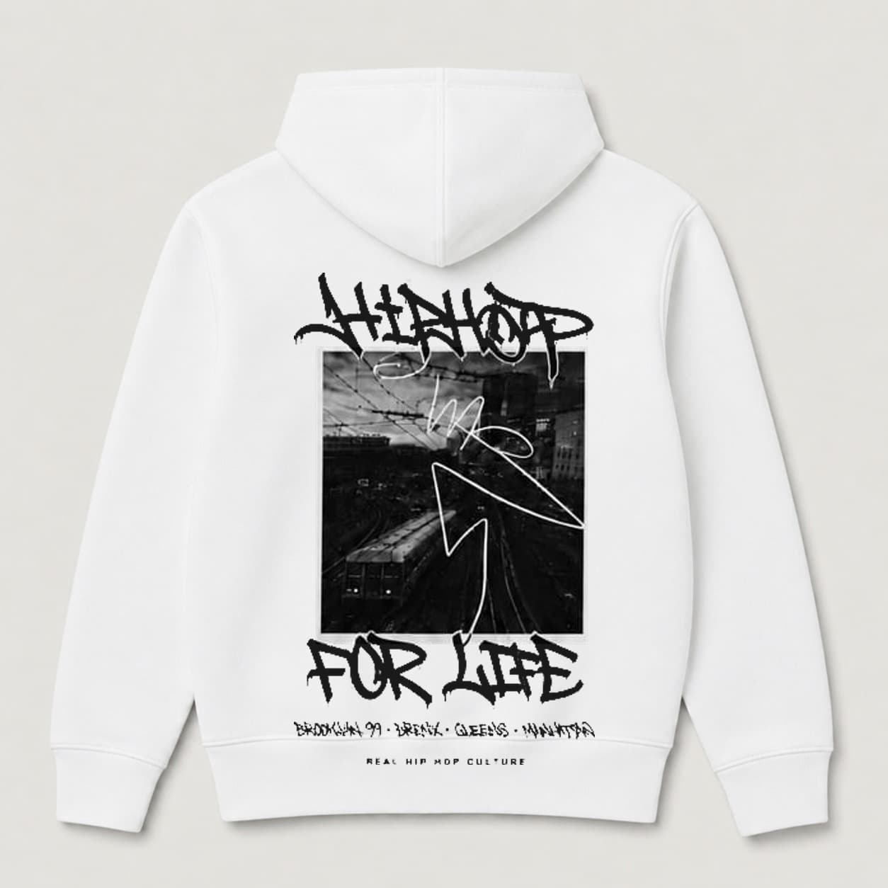 DROP 002 · Buzo Hoodie Blanco — dorso