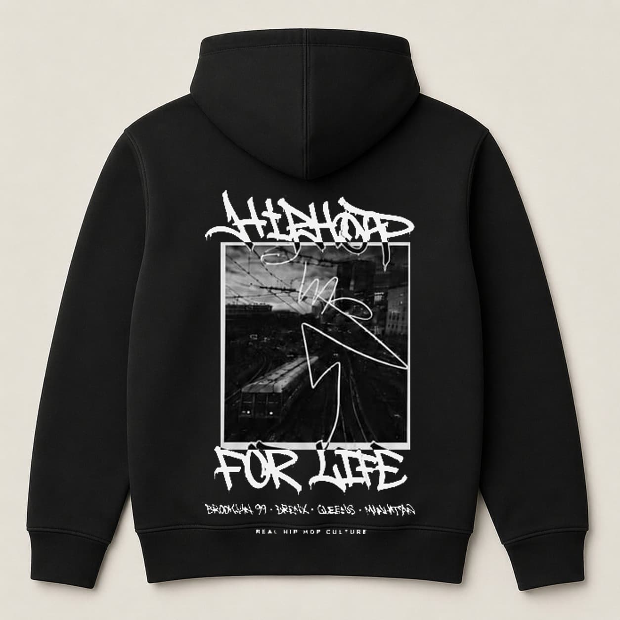 DROP 002 · Buzo Hoodie Negro — dorso