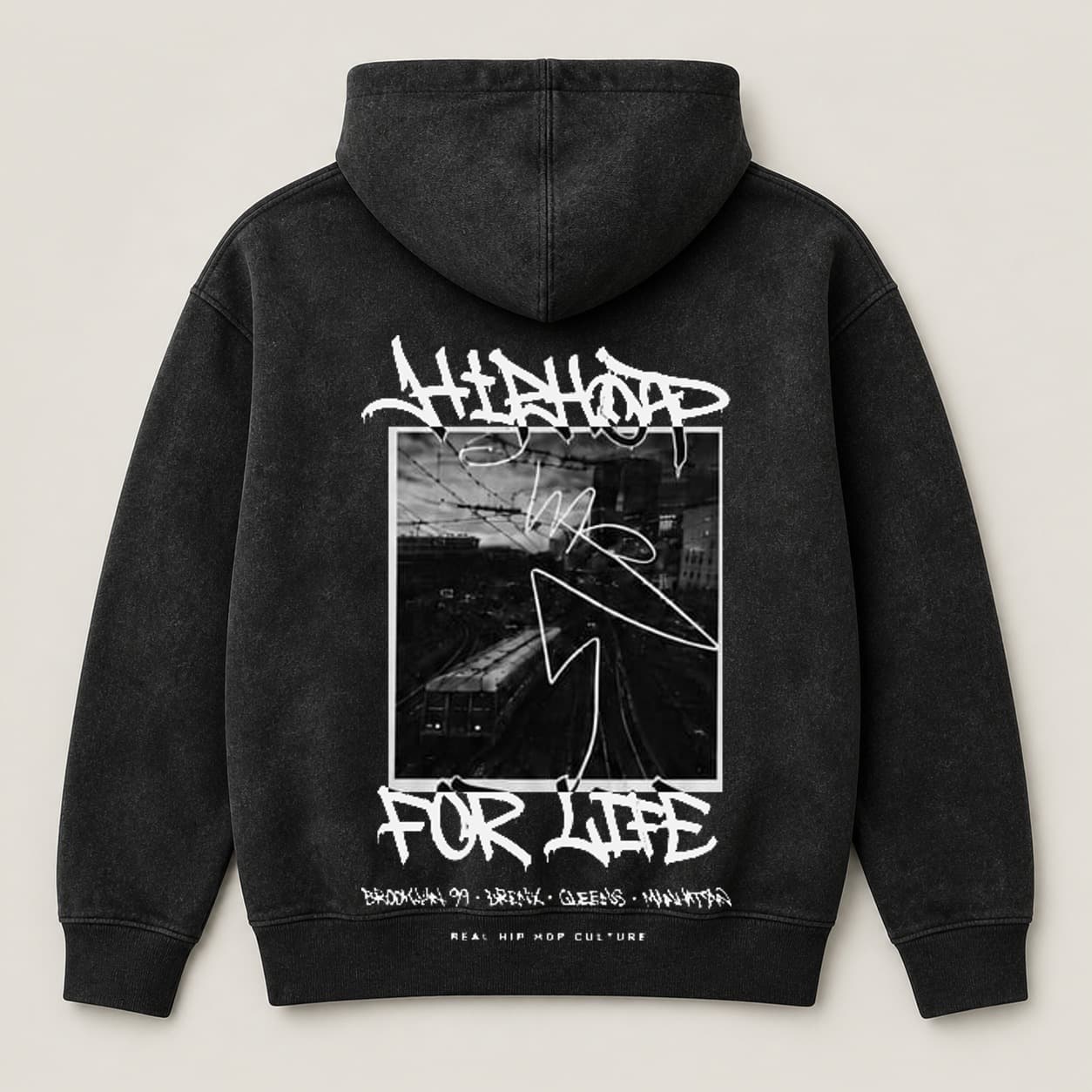 DROP 002 · Buzo Hoodie Stone Wash — dorso